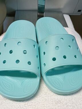 CROCS Light Aqua Slides Unisex